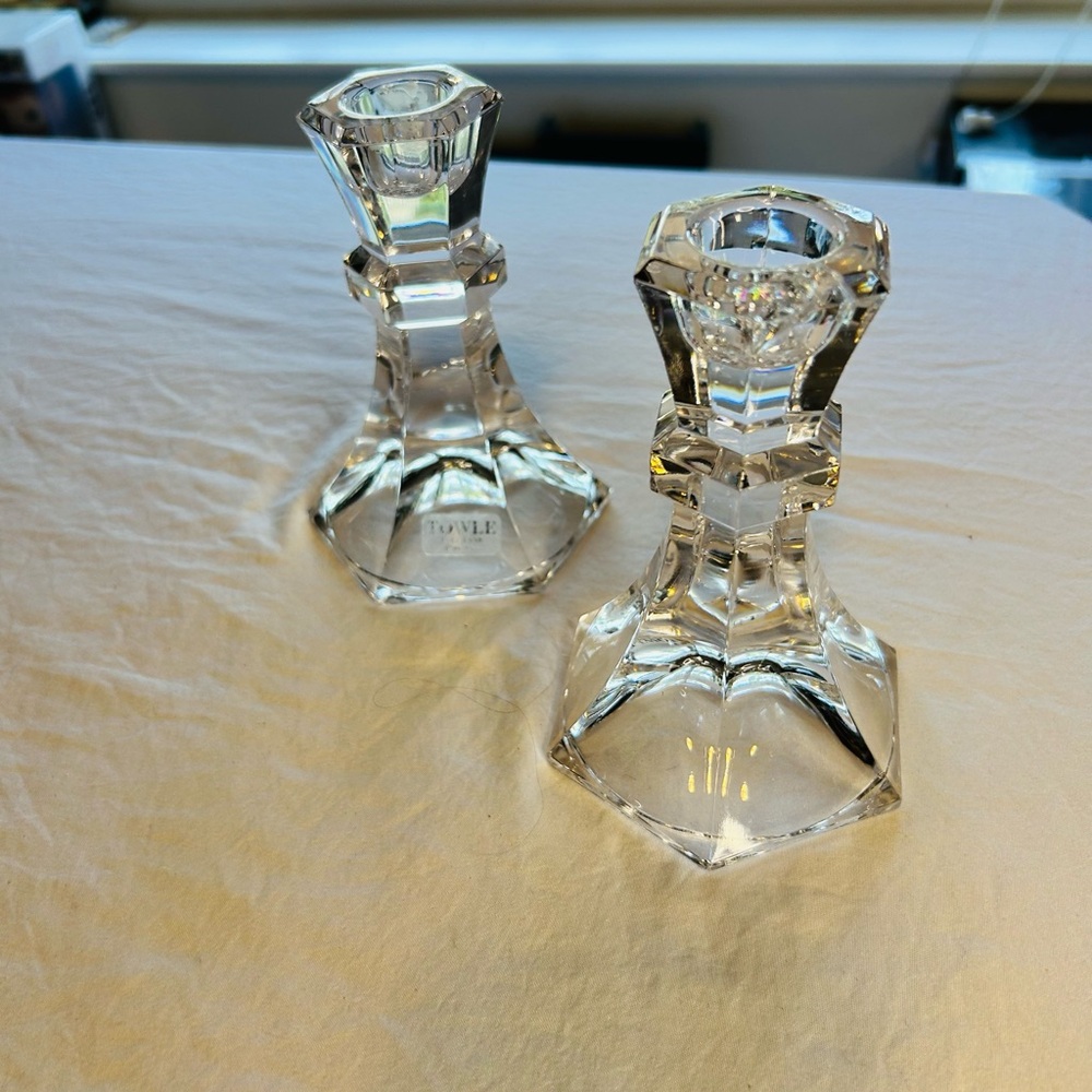 Tovile Clear Crystal Candle Holders - Pair
